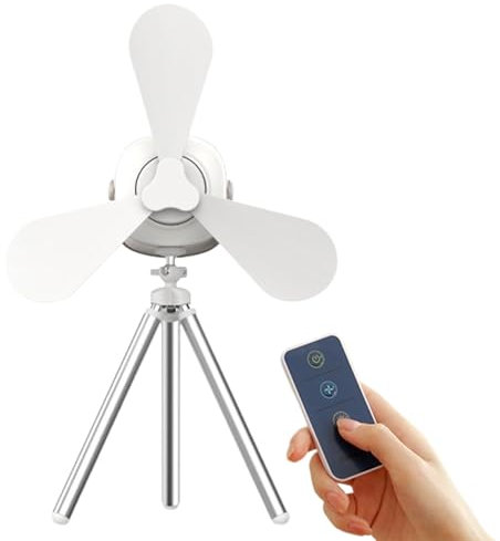Ventilador De Techo Para Camping Con Luz | Ventilador Para Exterior Con Luz Y Control Remoto - 7200 mAh Batería Recargable Para Accesorios De Supervivencia En Dormitorio Gazebo Playa Autocaravana Pati