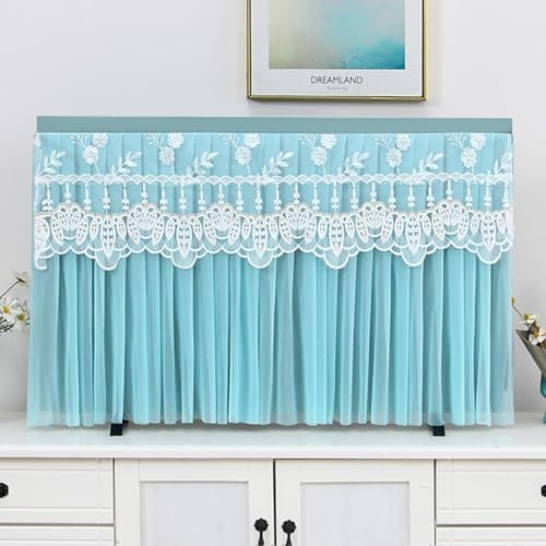 Treer Funda de Polvo para TV 32 a 75 Pulgadas, Funda para Televisor Tela de Encaje Cubierta Antipolvo TV Universal Lavable para Protector Cubierta Pantalla (85 pulgadas,Y12-azul lago)