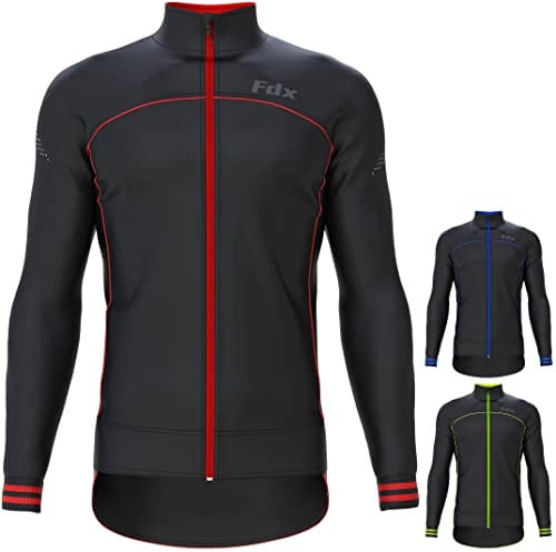 FDX Herren Winterradjacke, winddichte Softshell Thermojacke, atmungsaktiv, reflektierend, wasserabweisend mit Reißverschluss, ideal zum Radfahren, Laufen und Training