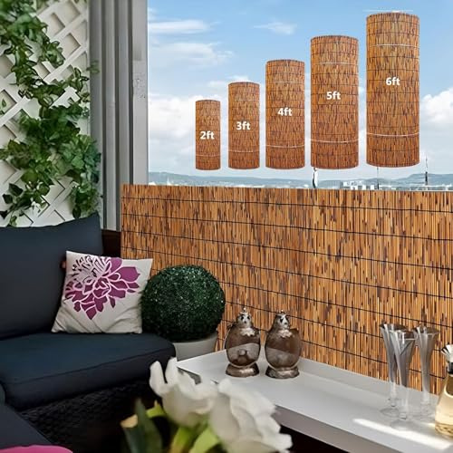 Valla de privacidad de bambú para exteriores, paneles decorativos para patio, jardín, piscina, 122 x 457 cm, solución elegante de protección y privacidad