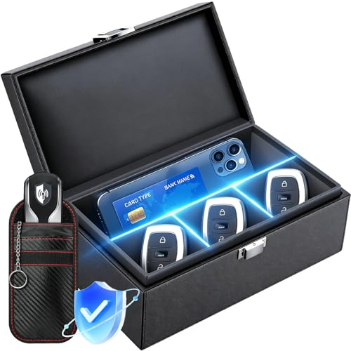 Coorattyes Keyless Go Schutz Autoschlüssel Box mit Trennwand, Autoschlüssel Schutz Keyless Funkschlüssel Abschirmung RFID Autoschlüssel Safe Hülle Strahlenschutz Schlüsselbox