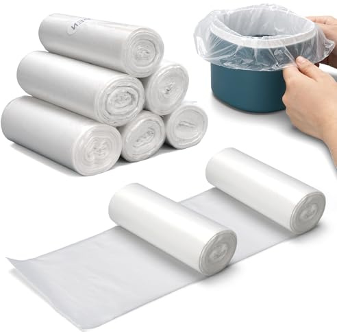 240-Pack 1.9 L Clear Mini Bin Bags for 1.5-3 L Containers | 1.9 Liter Clear Strong Tiny Garbage Bags for Cars, Kitchens, Bedrooms or Offices for Quick Changes