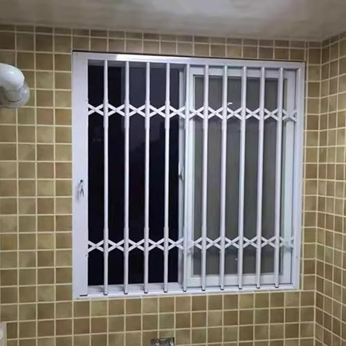 Verstellbare weiße Sicherheits-Fensterschlösser – abschließbare Teleskopstangen für Türen und Fenster, Aluminium, zusammenklappbares Tor, Einbruchschutz, 121 cm 86 cm, erhöht die Sicherheit und