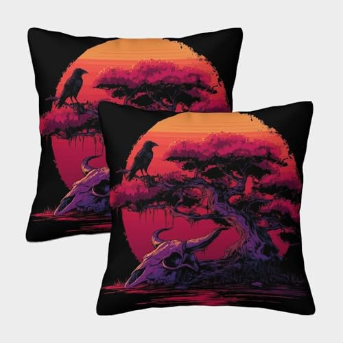 POLIUAWS Kissenbezug „Twilight's Embrace“ mit Reißverschluss, Polyester, maschinenwaschbar, 45 x 45 cm, Kissen Nicht enthalten