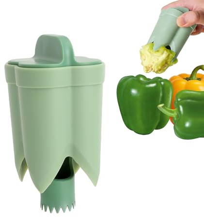 2 in 1 Pepper Corer, 11 x 5.5 cm Multifunctional Pepper Kernel Remover, Grün Chili Entkerner, Pepper Seed Corer Remover,Paprika Entkerner Kann für Paprika und Jalapeños Verwendet Werden
