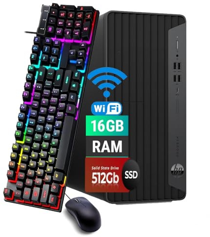 HP ProDesk 600 G6 Mini Tower PC Desktop, Intel Core i5-10500 3.1GHz, 16 GB RAM, SSD 512 GB, HDMI, tastiera QWERTY americana, mouse, USB WiFi, Windows 11 Pro (ricondizionato)