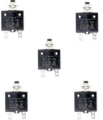 Tacdas 5 x 5A Disjoncteur 12V / 24V de Panneau de Disjoncteur Thermique Réarmable À Bouton -Poussoir avec Bouchon Étanche