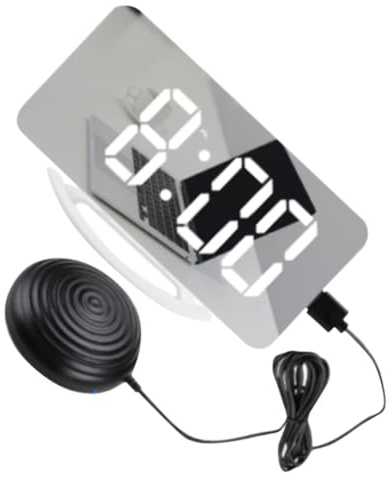 SOESFOUFU Digitaler Vibrationswecker für Schlafzimmer mit LED Anzeige Stabiler Abs Basis und Einstellbarem Licht für Tiefschläfer und Ruhige Nächte