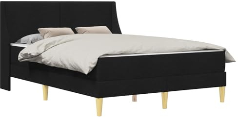 vidaXL Bettgestell mit Matratze Schwarz 160 x 200 cm Polyester, Moderne Bettgestell, atmungsaktives Material, Bequeme Schaummatratze, minimalistisches Design, platzsparend für Dein Schlafzimmer