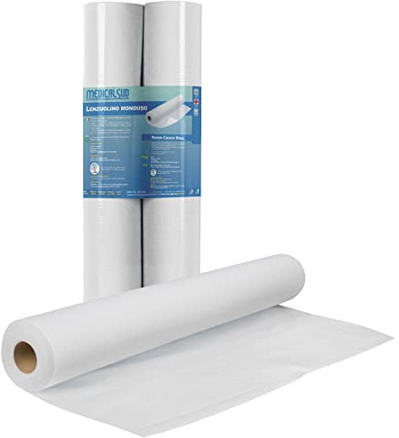2 Rouleaux de Table de Massage Draps d'Examen 60 cm x 100 m Tissu non Tissé, Fabriqué en Italie, Medical Sud Professional