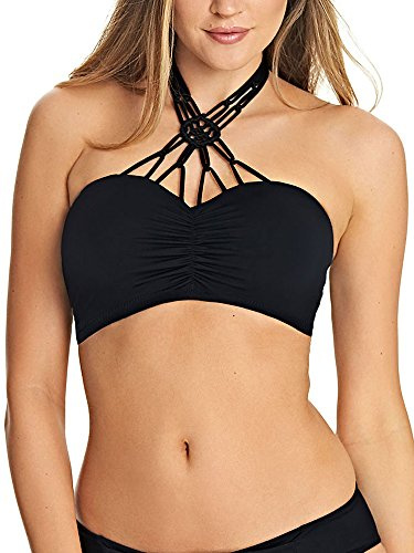 Freya Women's Macramé Molded Bandeau Underwire Bikini Top, Black (black), 32D