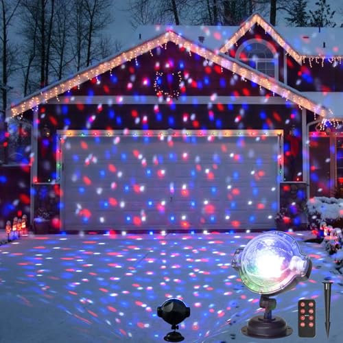 Eambrite LED Projektionslampe mit Fernbedienung Bewegliche Punkte Muster Schneefall-Lichteffekt Stimmungsbeleuchtung Weihnachtsdeko Aussen Weihnachtsbeleuchtung Weihnachtsprojektor Außenbeleuchtung