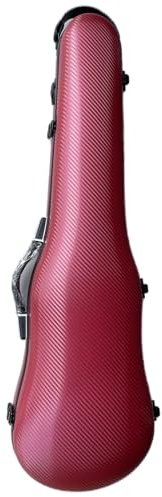 yinfente Custodia rigida per violino 4/4, in fibra di carbonio, leggera, resistente (rosso)