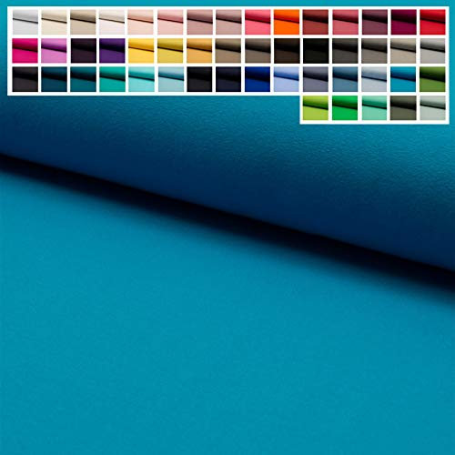 Premium Jersey Uni Stoff mit 150 cm Breite, Hochwertiger Baumwolljersey in Oeko-Tex 100, Meterware ab 25 cm Zuschnitt - ca. 60 Farben immer vorrätig (42. Türkis)