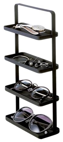 YAMAZAKI Schmuckständer Home 4-stöckiges Zubehör-Tablett – Schmuckhalter & Aufbewahrungs-Organizer | Stahl, Schwarz, One Size