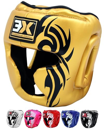 3X Sports Kids Headguard for Boxing, Sparring Helmet Head Guard for Cheeks, Forehead and Ear Protection, Muay Thai Headgear, Kickboxing, Sparring, Martial Arts, Karate, Taekwondo Helmet