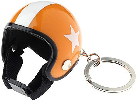 Pentagram Moto Chapeau Keychain Chevalier Casque Forme Keychain Clés De Voiture Sac Pendentif Pendentif Orange