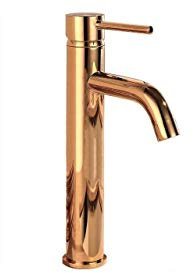 Rea ROBINET DE LAVABO LUNGO ROSE GOLD HIGH Mitigeur Salle de Bain en Laiton Monocommande Chaude et Froide Réglable Robinet de Lavage à la Main (Rose Gold)