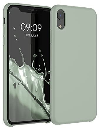 kwmobile Hülle kompatibel mit Apple iPhone XR Hülle - Silikon Handy Case - Handyhülle weiche Oberfläche - kabelloses Laden - Graugrün