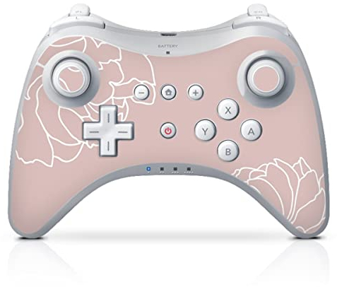 DeinDesign Skin kompatibel mit Nintendo Wii U Pro Controller Folie Sticker Blumen Malerei rosa