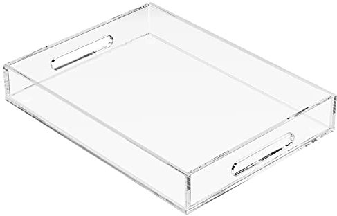 KOTEMON Acryl-Serviertablett mit Griffen, 40,6 x 30,5 x 5,9 cm, dekoratives Tablett, Briefablage, Organizer für Ottomane, Couchtisch, Arbeitsplatte, transparent