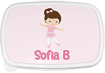 Fupies Porta pranzo e merenda personalizzato con nome ballerina castana, Rosa