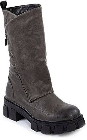 Toocool Stivali Donna Biker Boots Fibbie Anfibi Motociclista Scarpe Casual YG881 [37,Grigio]
