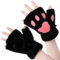 Women Cat Paw Gloves Fingerless Furry Paws Gloves Girls Cute Winter Plush Mittens Short Fleece Cold Weather Hand Warmer for Halloween Cosplay Party Fancy Dress