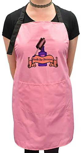 Personalised Nails by with Varnish and Scroll Design Pink Protective Apron
