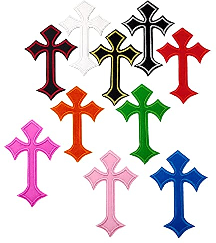 XUNHUI Aufnäher Rot Grün Blau Orange Gold Silber Kreuz Gestickte Applikation Aufbügeln Kleidung Gestickte Aufnäher Rucksack Denim Jacke Shorts Aufkleber für Kleidung DIY 10 Stück