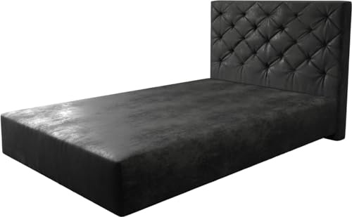 DELIFE Boxspringgestell Dream-Great Mikrofaser Anthrazit Vintage 120x200 cm | Bettgestell