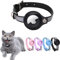 Airtag Katzenhalsband,Leder Airtag Halsband Katze,Reflektierend Verstellbar GPS Katzenhalsband Airtag Hülle für Tracking Katze Anti-verloren,Airtag Katze für große/mittelgroße/kleine Katze(S,Schwarz …