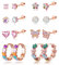 ORAZIO 8 Paare Hypoallergene Screwback Ohrringe Ohrstecker für Frauen Mädchen 316L Edelstahl CZ Herz Hoop Ohrringe süße Blume Schmetterling Schraube Zurück Ohrstecker Set 20G