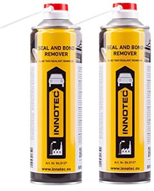 Innotec Seal and Bond Remover - 2 pezzi per rimuovere adesivi e sigillanti, 500 ml, bomboletta spray per etichette, rimozione di residui di colla, residui di sigillante, schizzi di catrame, resina