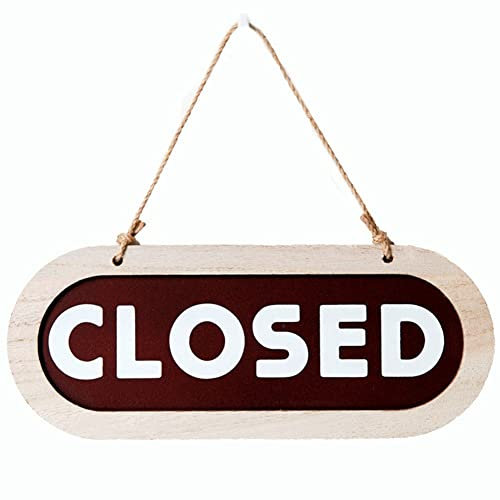 Vepoty Offenes und geschlossenes Geschäftsschild aus Holz, doppelseitiges Türschild, wendbares Türschild mit Seil für Coffee Bar Shop
