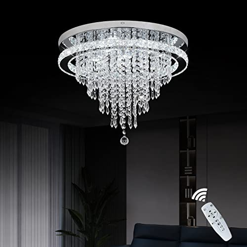 Deckrico Kristall Kronleuchter mit Fernbedienung Moderne LED Deckenlampe Dimmen Beleuchtung Befestigung für Wohnzimmer Schlafzimmer Küche Esszimmer (Dimmbar)