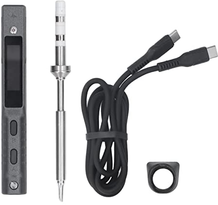 Saldatore Elettrico, TS101 DC9-24V Kit Mini Saldatore Intelligente Intervallo di Temperatura Regolabile 50‑400 ℃ USB Tipo-C Display OLED da 65W
