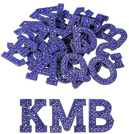 sourcing map Iron on Patch Decorative A-Z Dark Blue Glitter Alphabet Applique Rhinestone English Letter for DIY Clothes Repair Hats Bags Pack of 26