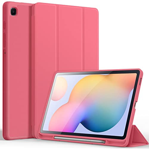 CACOE Case for Samsung Galaxy S6 Lite Tablet with Pencil Holder(SM-P620N/ P625N/ P610N/ P613N/ P615N/ P619N), Cover for Galaxy S6 Lite 10.4 inch 2024/2022/2020, Melon Red