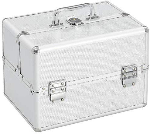 INLIFE Kosmetikkoffer 22x30x21 cm Silbern Aluminium,1.7kg,91828