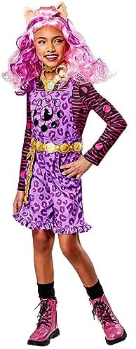 Rubies Clawdeen Deluxe Kostüm für Mädchen, Jumpsuit, Stirnband, Gürtel und Halskette, offizielles Monster High Kostüm für Karneval, Weihnachten, Geburtstag, Party und Halloween Halloween