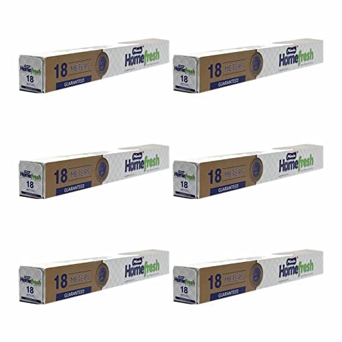 Pack of 6 Rolls - Aluminium Foil Paper Tin Foil Recyclable Aluminium Sandwich Sheet Wrapping Paper Foil Wrap Food Service Catering Great for Grilling Baking Roasting - 10 Micron 29.5cm x 18m,