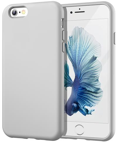 JETech Silikon Hülle für iPhone 6s/6 4,7 Zoll, Seidigem Ganzkörper Schutzhülle Case Cover, Stoßfeste Abdeckung mit Mikrofaserfutter (Helles Grau)