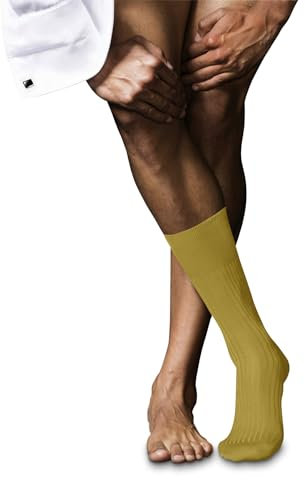 FALKE No. 10 M So cotone filo di Scozia tinta unita 1 paio, Calzini Uomo, Giallo Nugget 1222, 41-42