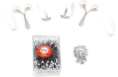 Hijab Schal Zubehör Set, Hijab Schal Pins, Magnet Brosche und Clips Geschenkset (weiß)