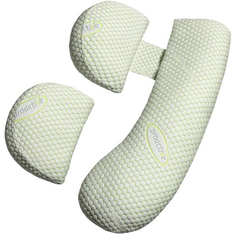 Oreiller de grossesse pour dormir – Oreiller de grossesse pour le dos, les hanches, les jambes, oreiller de maternité doux pour femme enceinte, double cale amovible et réglable avec housse d'oreiller