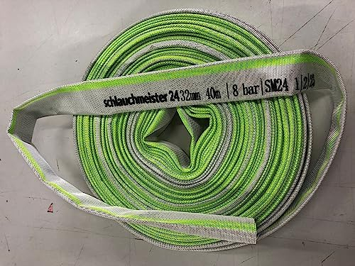 Ø 3 Zoll - 75 mm, Meterware Flachschlauch | Bauschlauch | Industrieschlauch | Synthetischer Gummi, Weiß mit Grün, 10 Bar, -20°C bis +60°