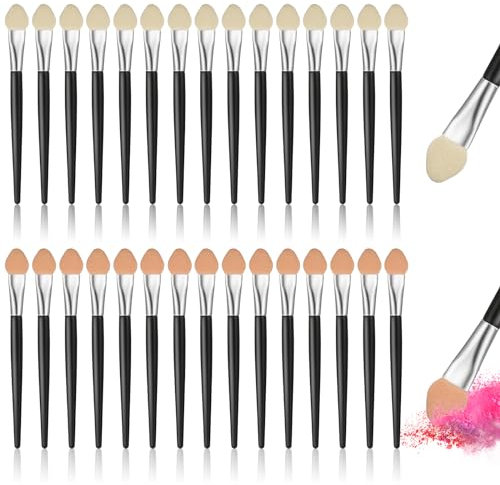 30 Stück Lidschatten Pinsel,Lidschatten Make-Up Pinsel Wiederverwendbare Lidschatten Applikator Pinsel Tragbare Sponge Eyeshadow Brush Waschbare Doppelseiten Augen-Make-up-Pinsel,für Damen Mädchen