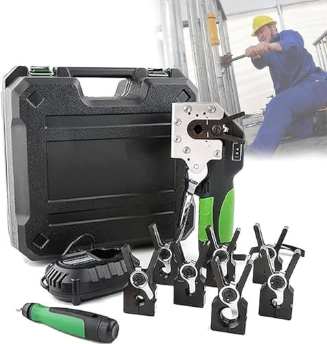 MaxtiL Electric Pipe Tube Expander Tool, 45° Eccentric Tube Flare Tool, 1/4”-3/4” Cordless Flaring Tool Kit, 5/8 Sizes of Clamps,Metric and Inch 2 in 1,for Soft Copper/Aluminum/Brass Pipes 5Collets