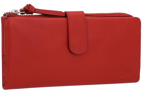 Gusti Geldbörse Leder - Vida Damen Portemonnaie Geldbeutel Kartenetui Vintage extra Münzfach Rot Leder
